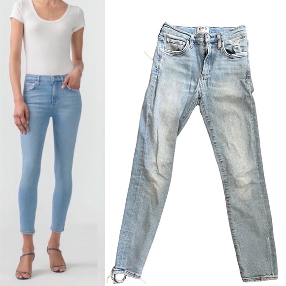 Agolde Sophie high Rise ankle Skinny Jean light wash - Picture 1 of 9